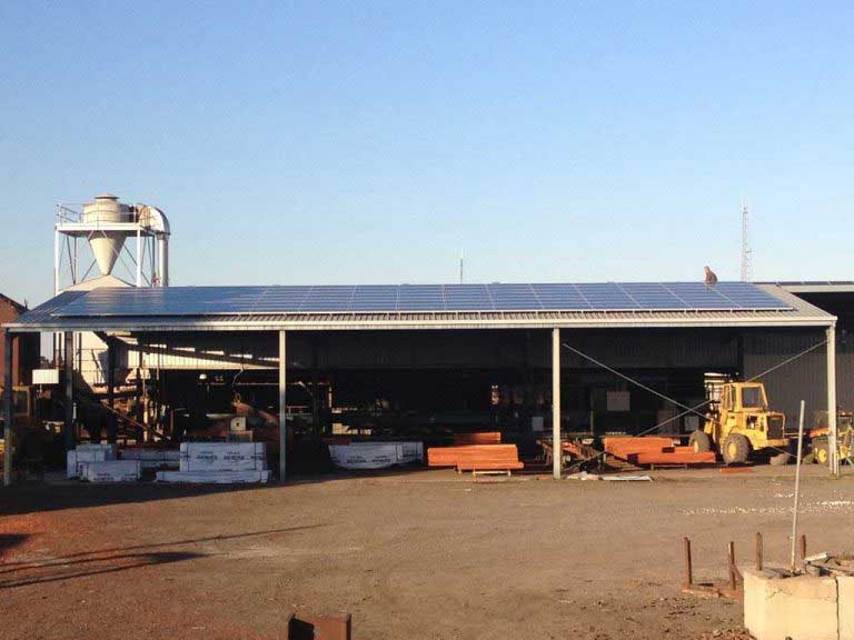 Solar panels on tin roof
