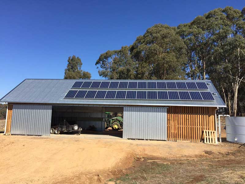 Solar panels installed on tin roof