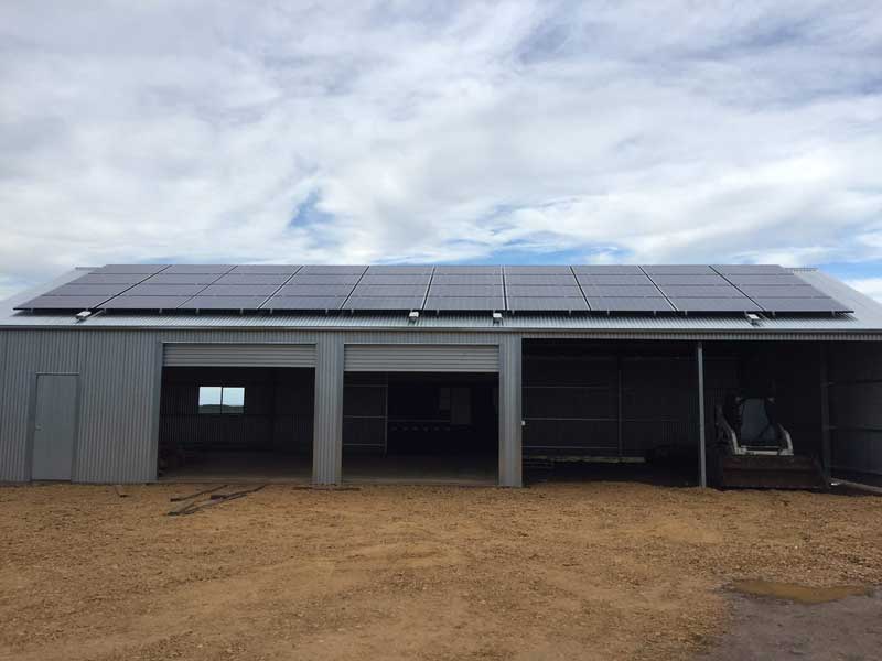 Solar panels installed on tin roof